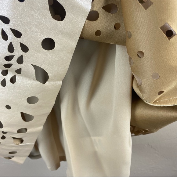 Laundry Shelli Segal Beige Eyelet Sleeveless Pleather Dress Size 4 Sheath Y2K - Picture 6 of 11